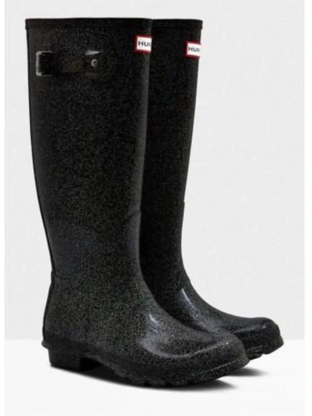 Hunter Original Starcloud Tall Glitter Rain Boots Black Women’s Size 6
